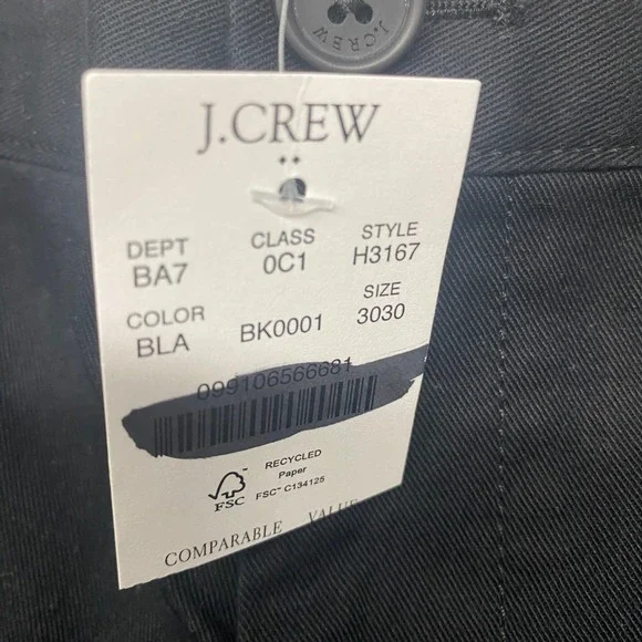 J Crew Pants Mens Black Size 30x30  Flex Chino Straight Fit Cotton Blend H3167 - Picture 4 of 8